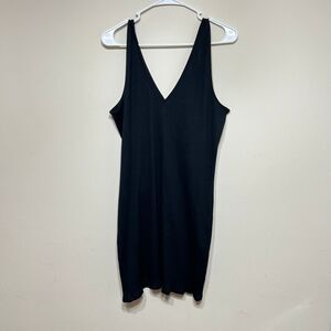 Express Black Ribbed V Neck Dress XL NEW